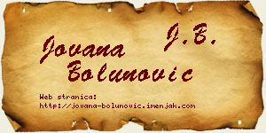 Jovana Bolunović vizit kartica
